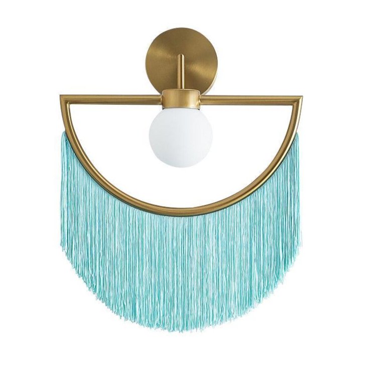 Wink Retro Tassel Wall Sconce Gold Geometric Fabric Fringe Wall Light for Bedroom
