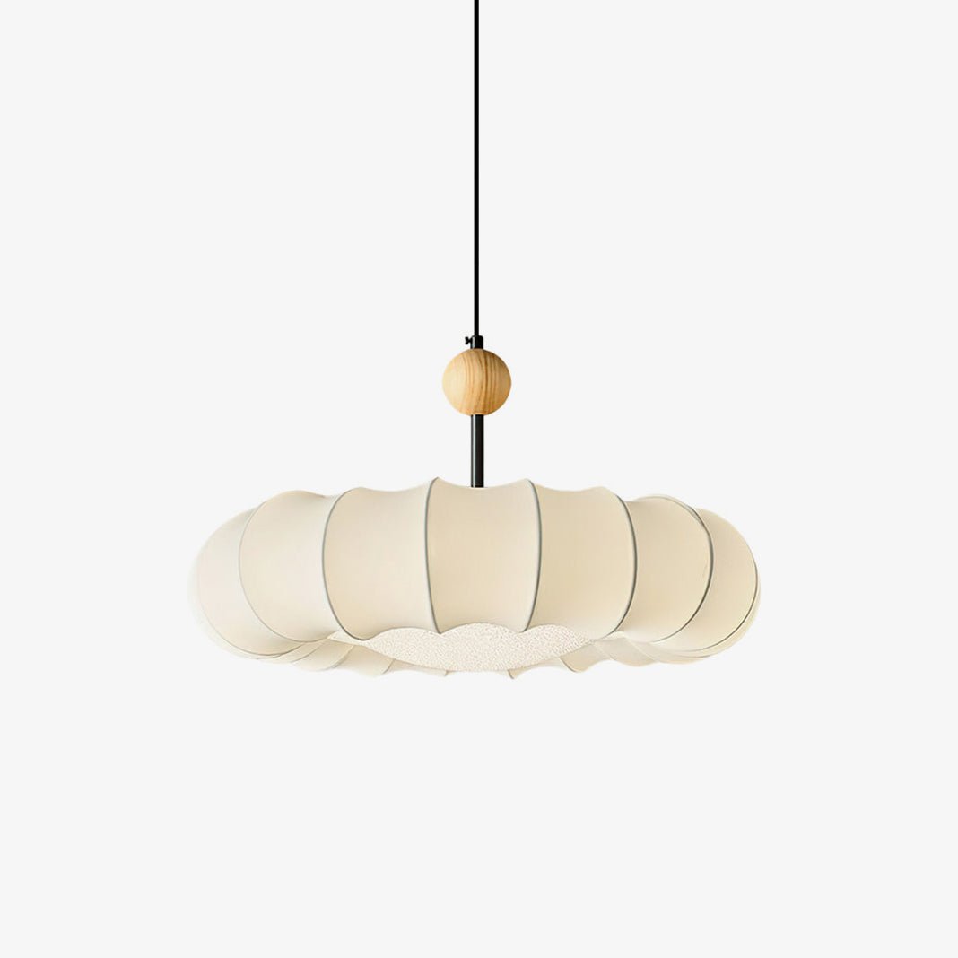 Winnie Veil Fabric Pendant Light with Wood Accents Modern Ceiling Hanging Fixture for Dining Room