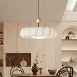 Winnie Veil Fabric Pendant Light with Wood Accents Modern Ceiling Hanging Fixture for Dining Room