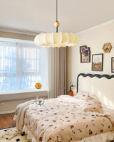 Winnie Veil Fabric Pendant Light with Wood Accents Modern Ceiling Hanging Fixture for Dining Room