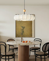Winnie Veil Fabric Pendant Light with Wood Accents Modern Ceiling Hanging Fixture for Dining Room