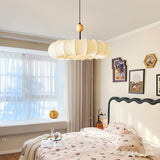 Winnie Veil Fabric Pendant Light with Wood Accents Modern Ceiling Hanging Fixture for Dining Room
