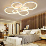 Modern Multi Ring LED Flush Mount Ceiling Light Dimmable Geometric Chandelier for Living Room
