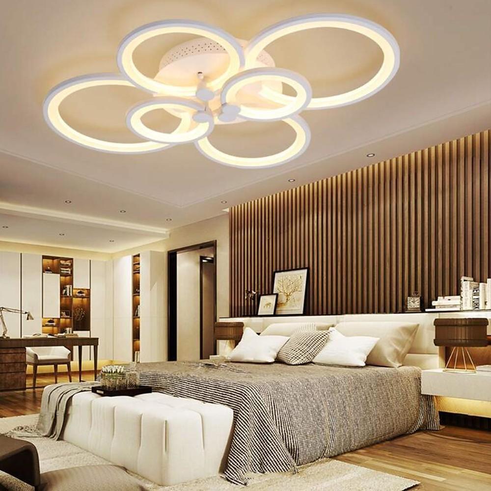 Modern Multi Ring LED Flush Mount Ceiling Light Dimmable Geometric Chandelier for Living Room