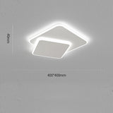 Modern White Square LED Flush Mount Ceiling Light Fixture for Bedroom and Living Room Geometric Two Tier Lighting