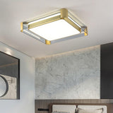 Modern Copper LED Flush Mount Ceiling Light Nordic Brass Circular Glass Fixture