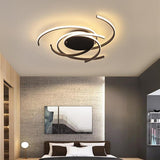 Modern Black Abstract Curve LED Ceiling Light Dimmable Nordic Flush Mount Lighting