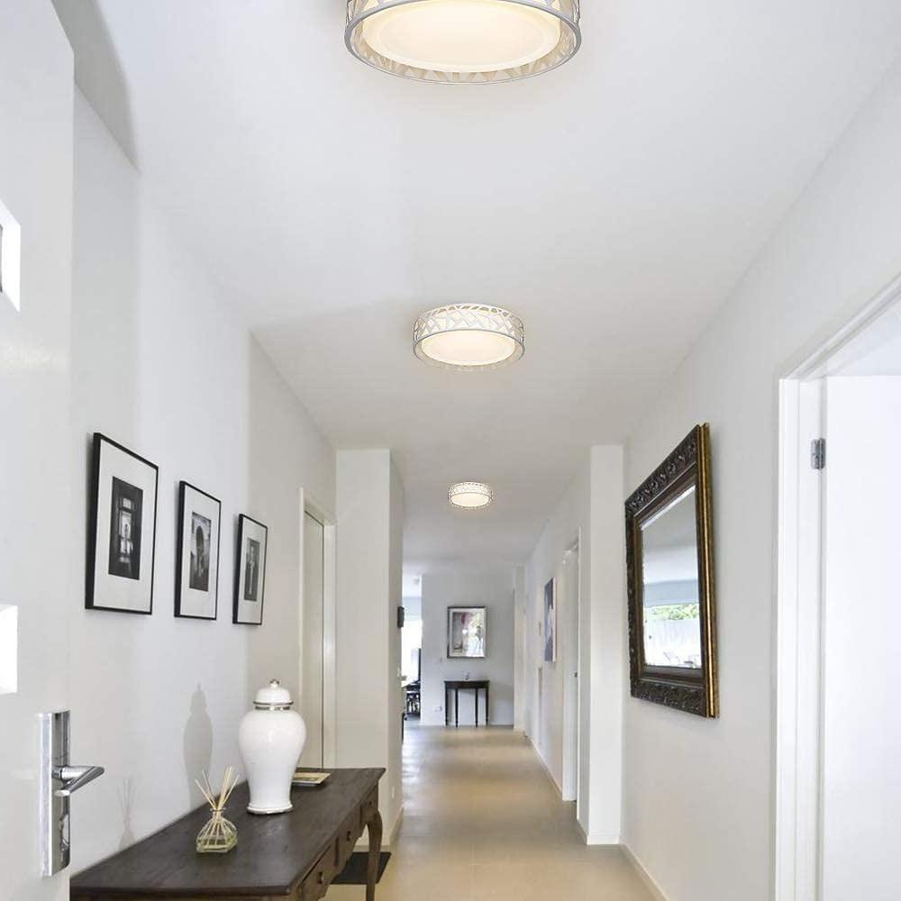 Modern Geometric Round Metal LED Flush Mount Ceiling Light for Bedroom Kitchen and Office