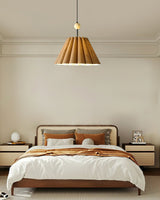 Woodland Mid Century Modern Wooden Ceiling Pendant Lamp with Parchment Diffuser