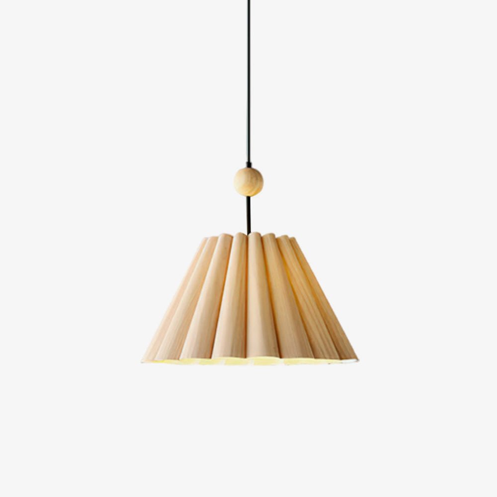 Woodland Mid Century Modern Wooden Ceiling Pendant Lamp with Parchment Diffuser