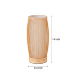Woven Bamboo Japanese Lantern LED Table Lamp for Zen Bedroom and Living Room Decor