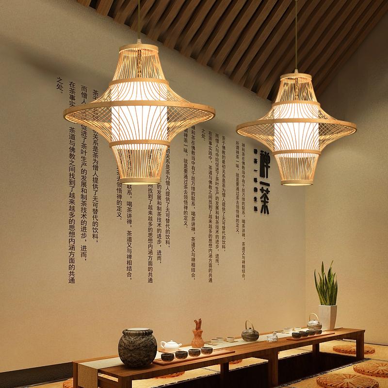 Woven Bamboo Two Cone Pendant Light Burlywood Farmhouse Hanging Chandelier for Dining Room