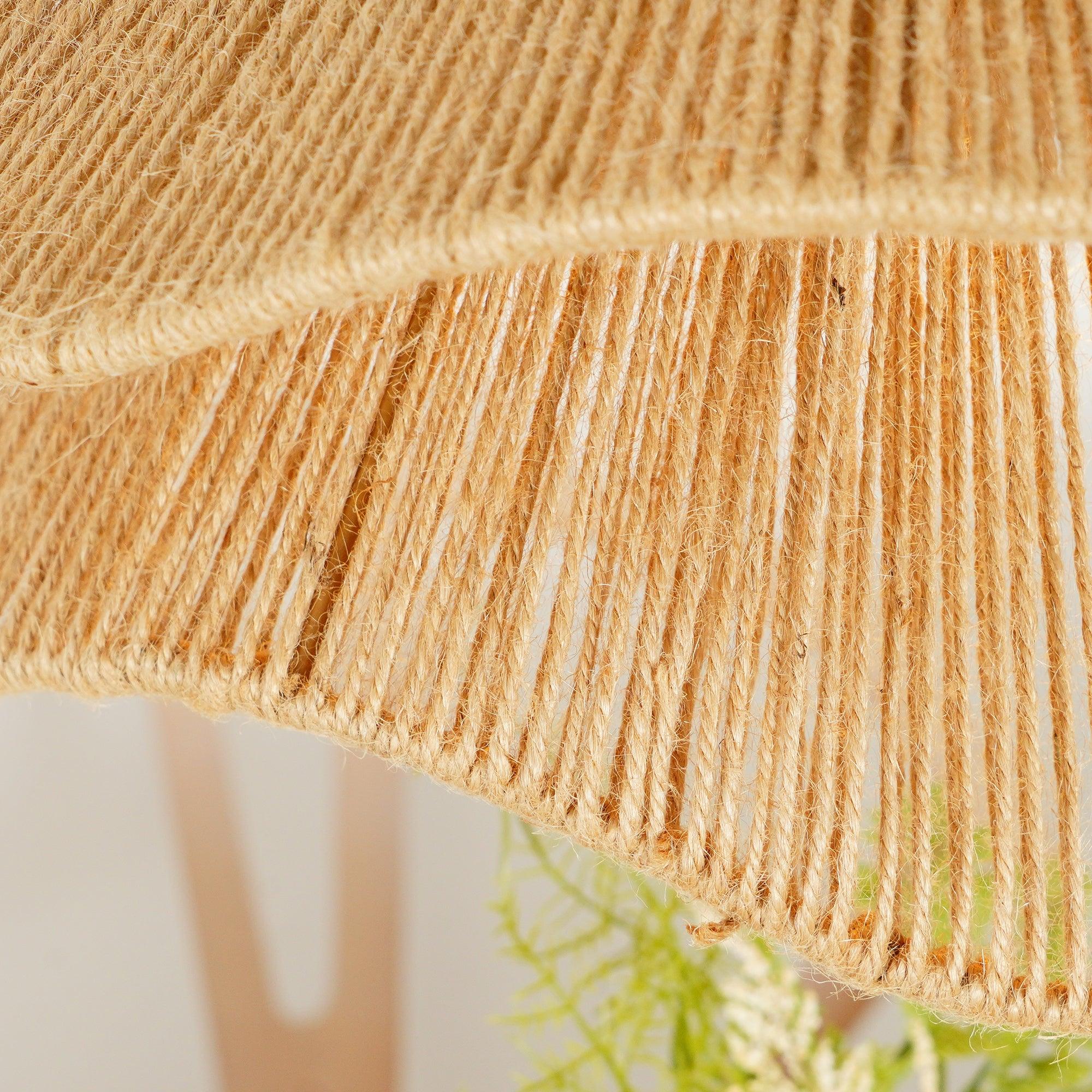 Woven Hemp Rope Straw Hat Pendant Light Natural Rustic Hanging Ceiling Lamp