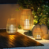 Woven Rattan Landscape Lantern Outdoor Floor Lamp IP65 Waterproof Garden Light