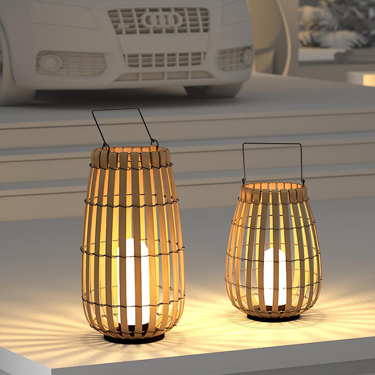 Woven Rattan Landscape Lantern Outdoor Floor Lamp IP65 Waterproof Garden Light