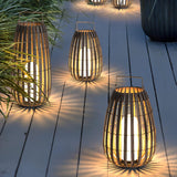 Woven Rattan Landscape Lantern Outdoor Floor Lamp IP65 Waterproof Garden Light