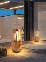 Woven Rattan Landscape Lantern Outdoor Floor Lamp IP65 Waterproof Garden Light