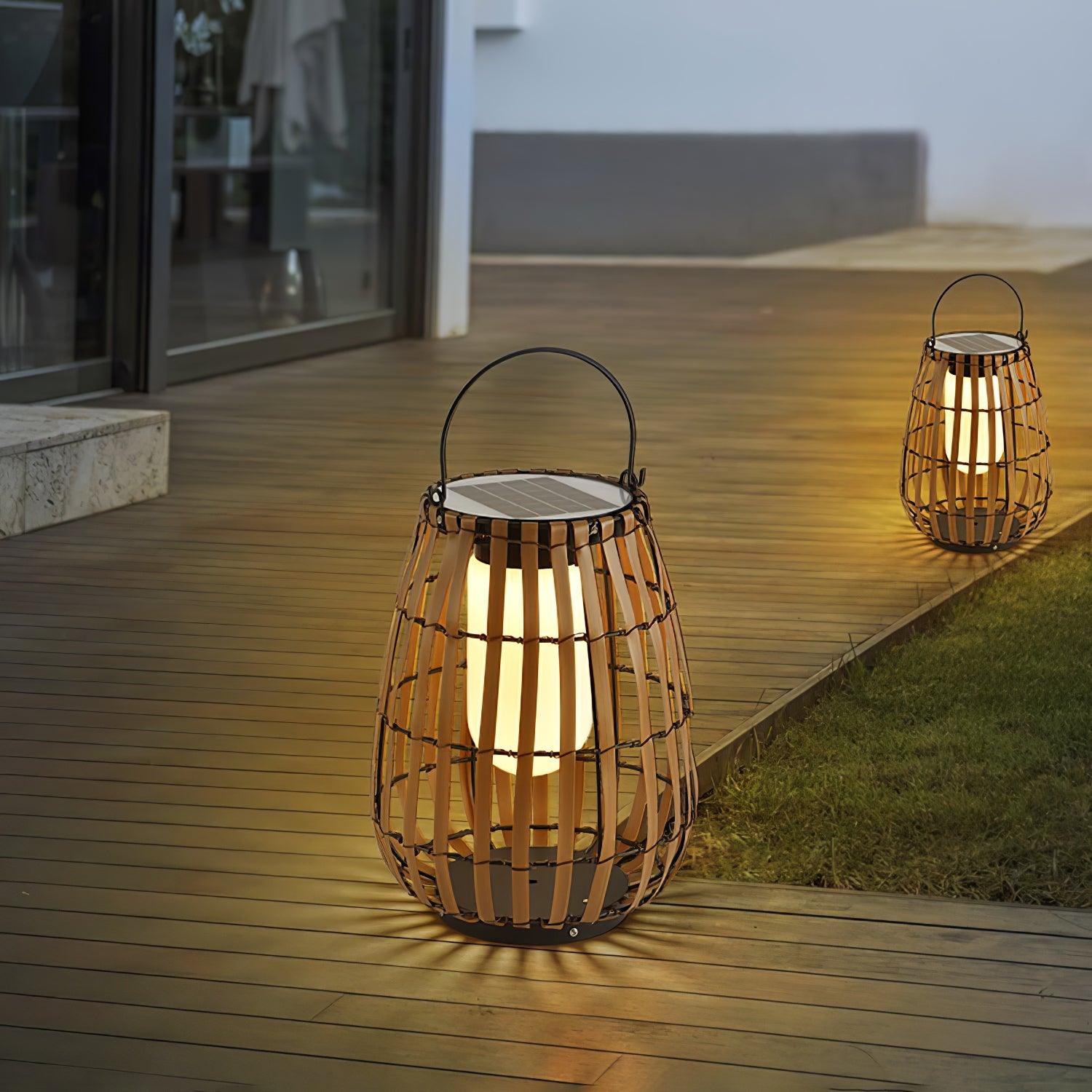 Woven Rattan Landscape Lantern Outdoor Floor Lamp IP65 Waterproof Garden Light