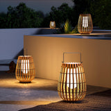 Woven Rattan Landscape Lantern Outdoor Floor Lamp IP65 Waterproof Garden Light