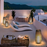 Woven Rattan Landscape Lantern Outdoor Floor Lamp IP65 Waterproof Garden Light