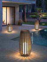 Woven Rattan Landscape Lantern Outdoor Floor Lamp IP65 Waterproof Garden Light