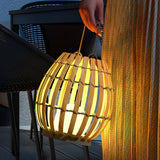 Woven Rattan Landscape Lantern Outdoor Floor Lamp IP65 Waterproof Garden Light