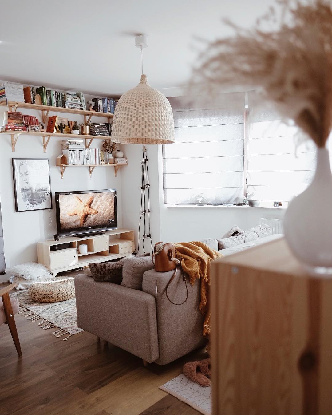 Woven Rattan Pendant Light Natural Handmade Hanging Lamp for Kitchen and Bedroom