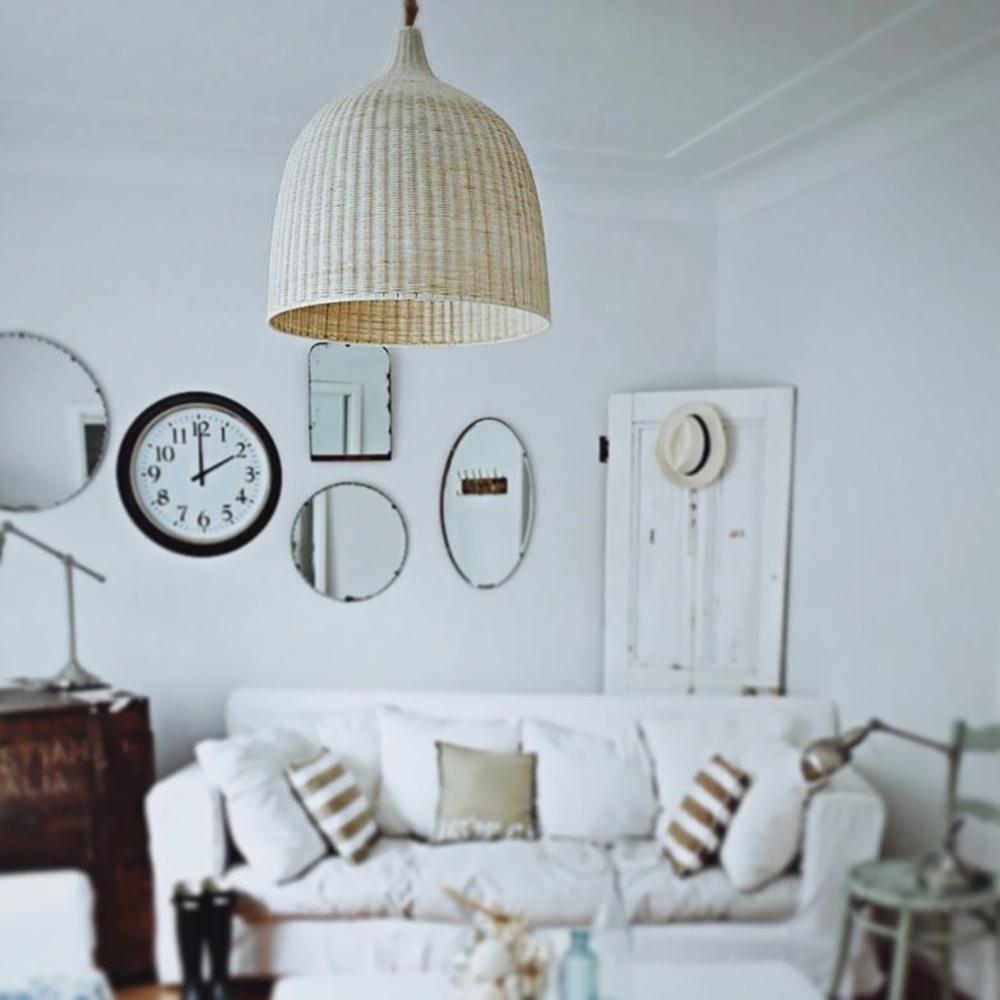 Woven Rattan Pendant Light Natural Handmade Hanging Lamp for Kitchen and Bedroom