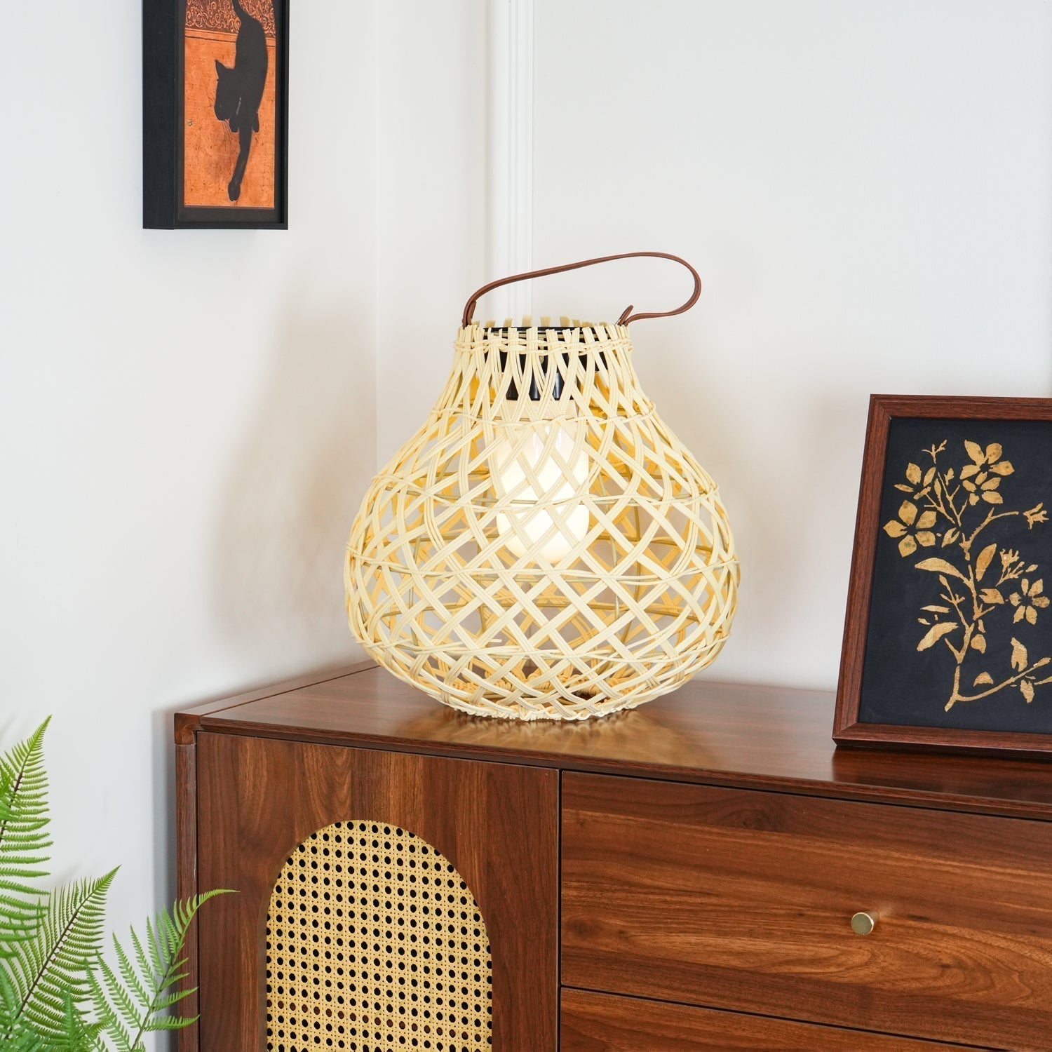 Woven Sphere Solar Lantern Decorative Outdoor Garden Lamp and Architectural Table Light