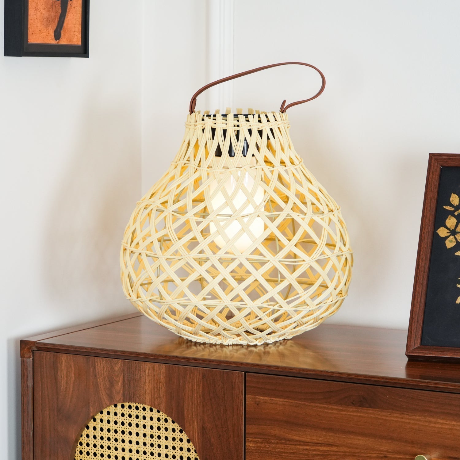 Woven Sphere Solar Lantern Decorative Outdoor Garden Lamp and Architectural Table Light