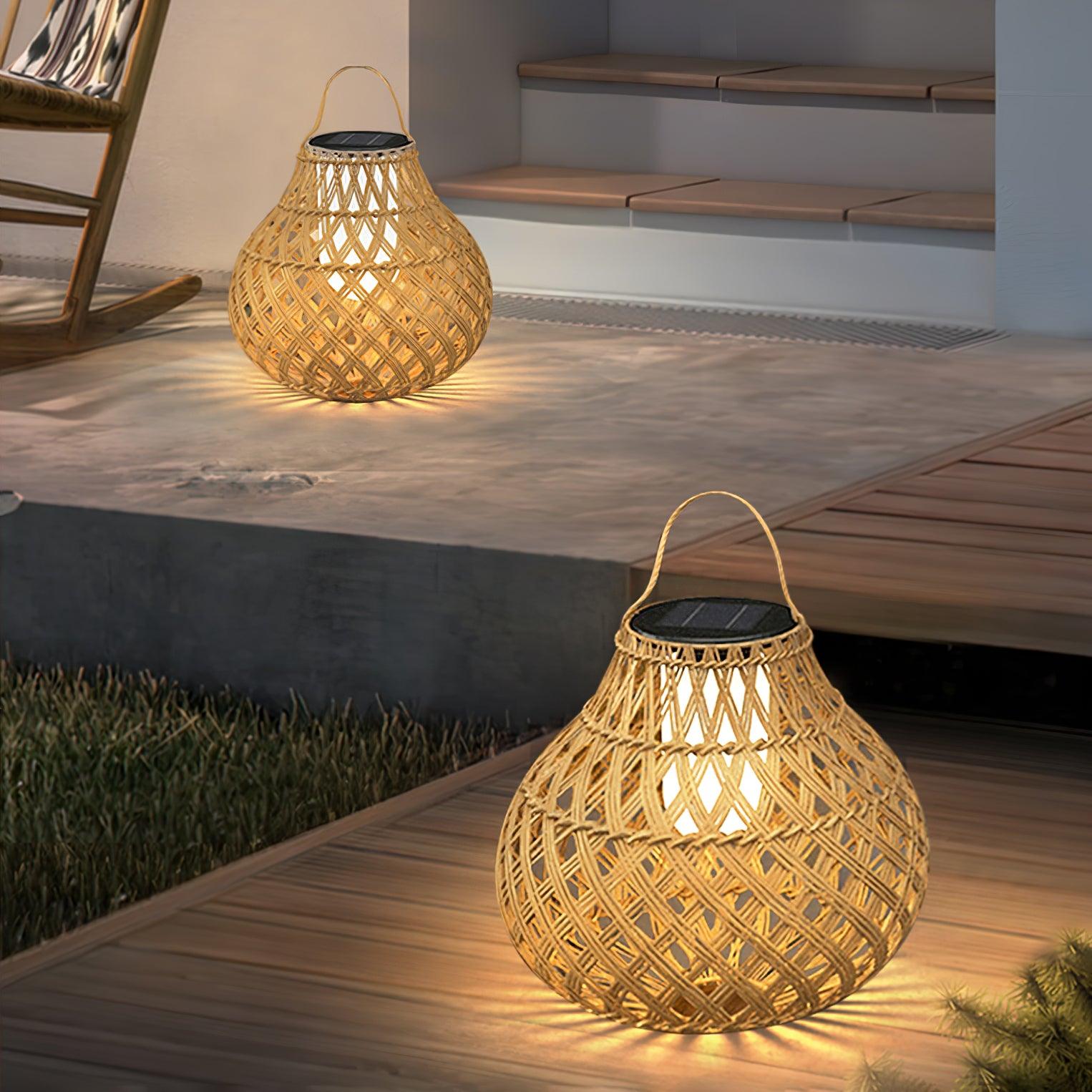 Woven Sphere Solar Lantern Decorative Outdoor Garden Lamp and Architectural Table Light