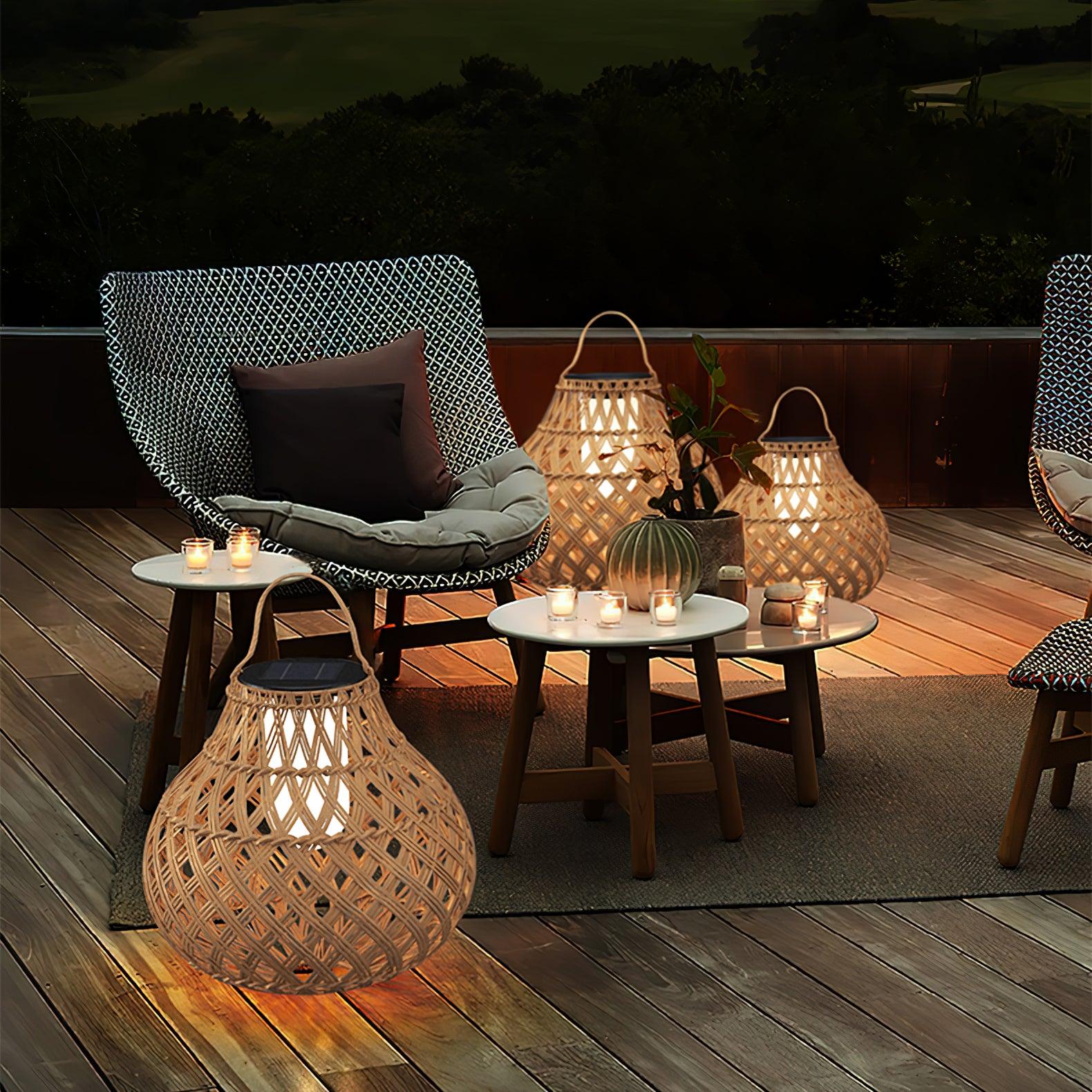 Woven Sphere Solar Lantern Decorative Outdoor Garden Lamp and Architectural Table Light