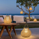 Woven Sphere Solar Lantern Decorative Outdoor Garden Lamp and Architectural Table Light