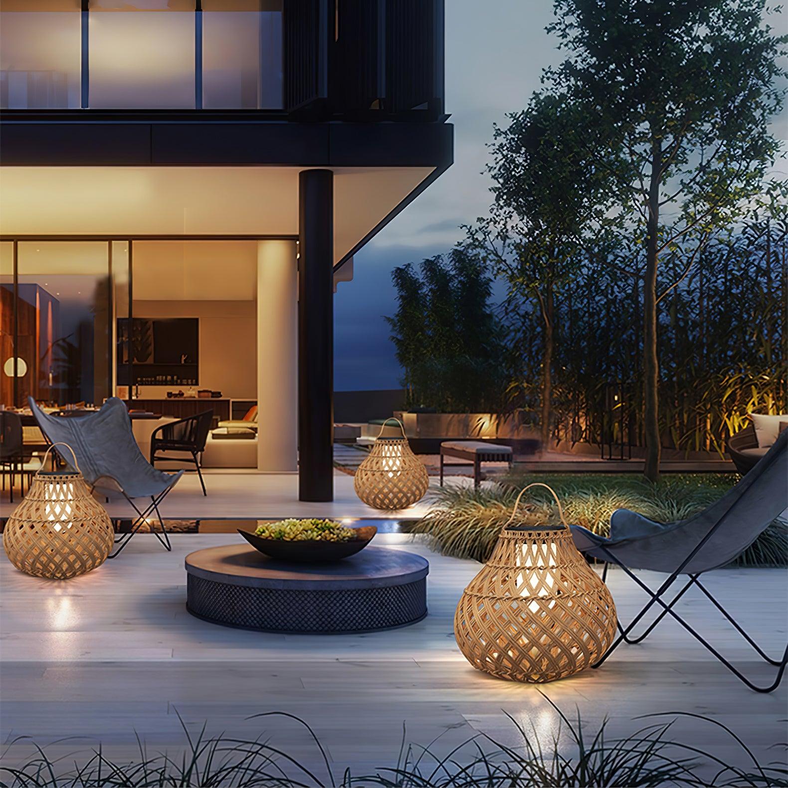 Woven Sphere Solar Lantern Decorative Outdoor Garden Lamp and Architectural Table Light
