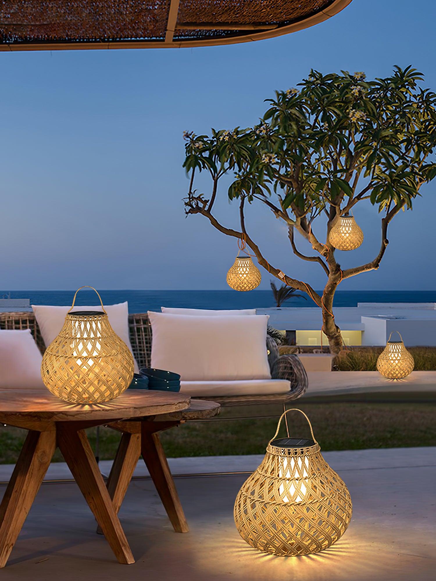 Woven Sphere Solar Lantern Decorative Outdoor Garden Lamp and Architectural Table Light