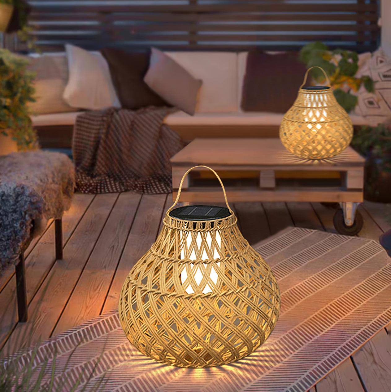 Woven Sphere Solar Lantern Decorative Outdoor Garden Lamp and Architectural Table Light