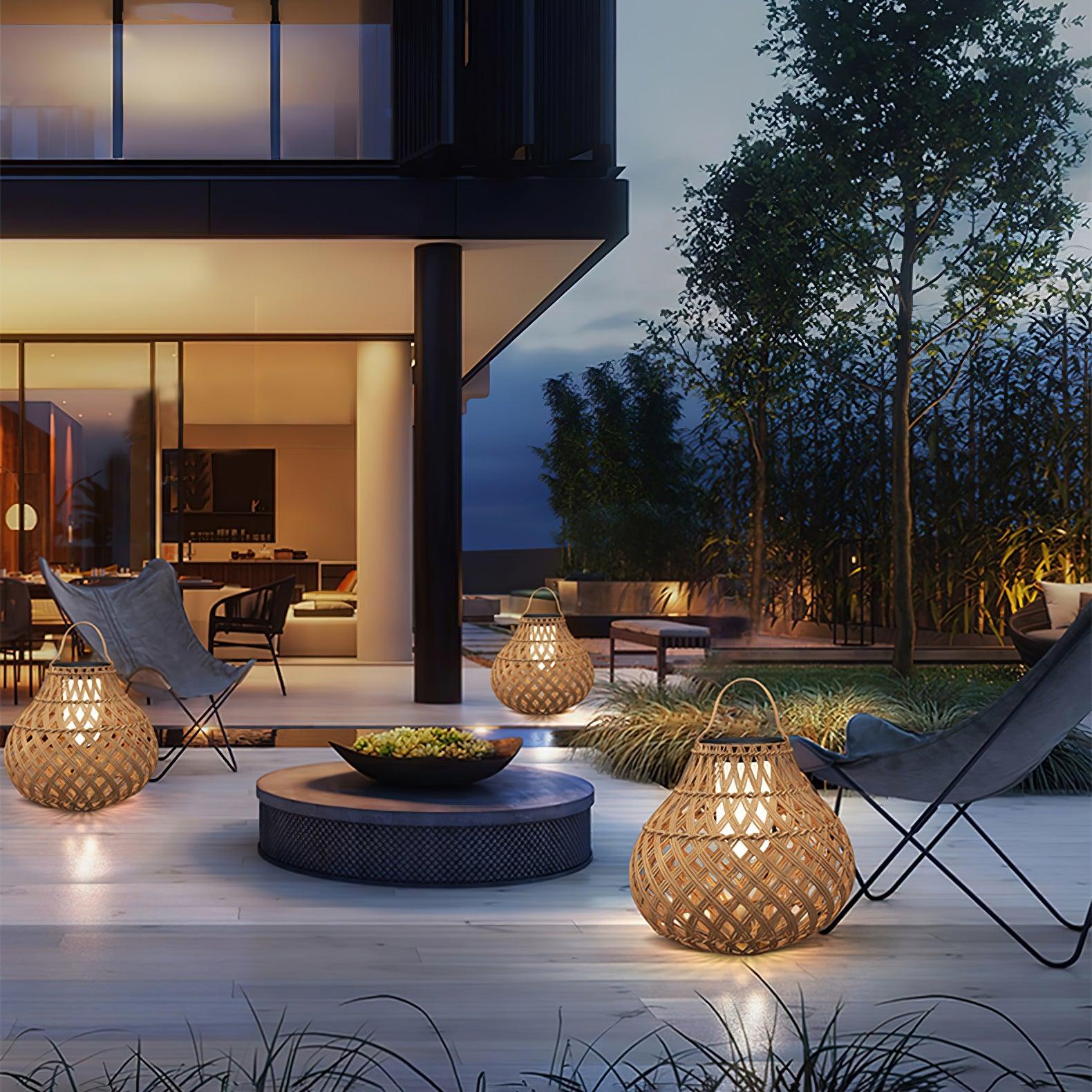 Woven Sphere Solar Lantern Decorative Outdoor Garden Lamp and Architectural Table Light