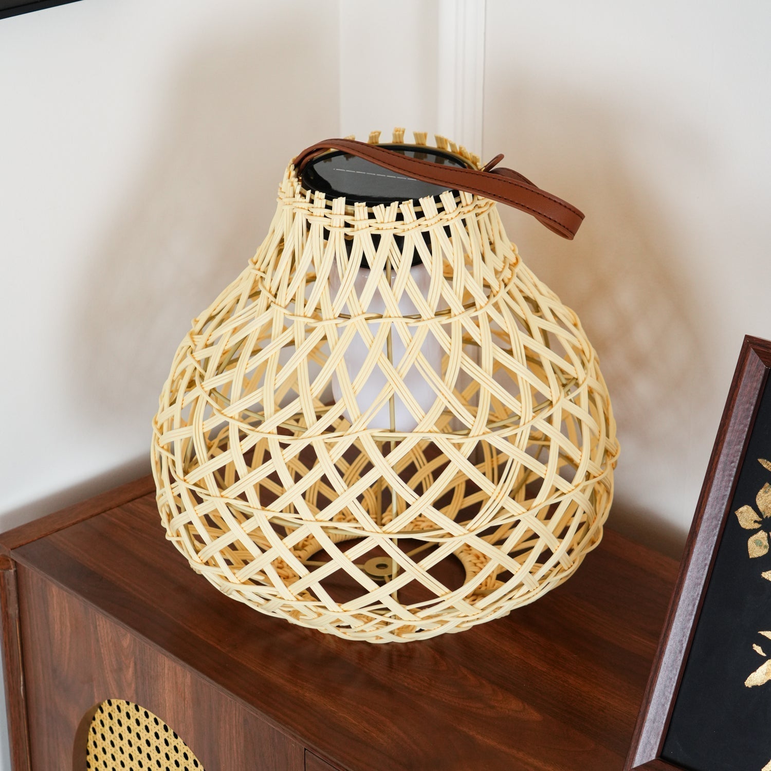 Woven Sphere Solar Lantern Decorative Outdoor Garden Lamp and Architectural Table Light