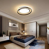 Modern Circular LED Flush Mount Ceiling Light for Bedroom and Living Room in Black or Gold
