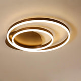 Modern Dimmable Multi Circle LED Flush Mount Ceiling Light for Living Room and Bedroom in Coffee Finish