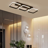 Modern Black 3 Square LED Flush Mount Ceiling Light Geometric Chandelier Fixture