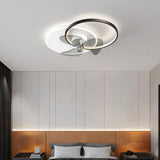 24 Inch Modern Circle LED Flush Mount Ceiling Fan with Dimmable Light and Remote Control