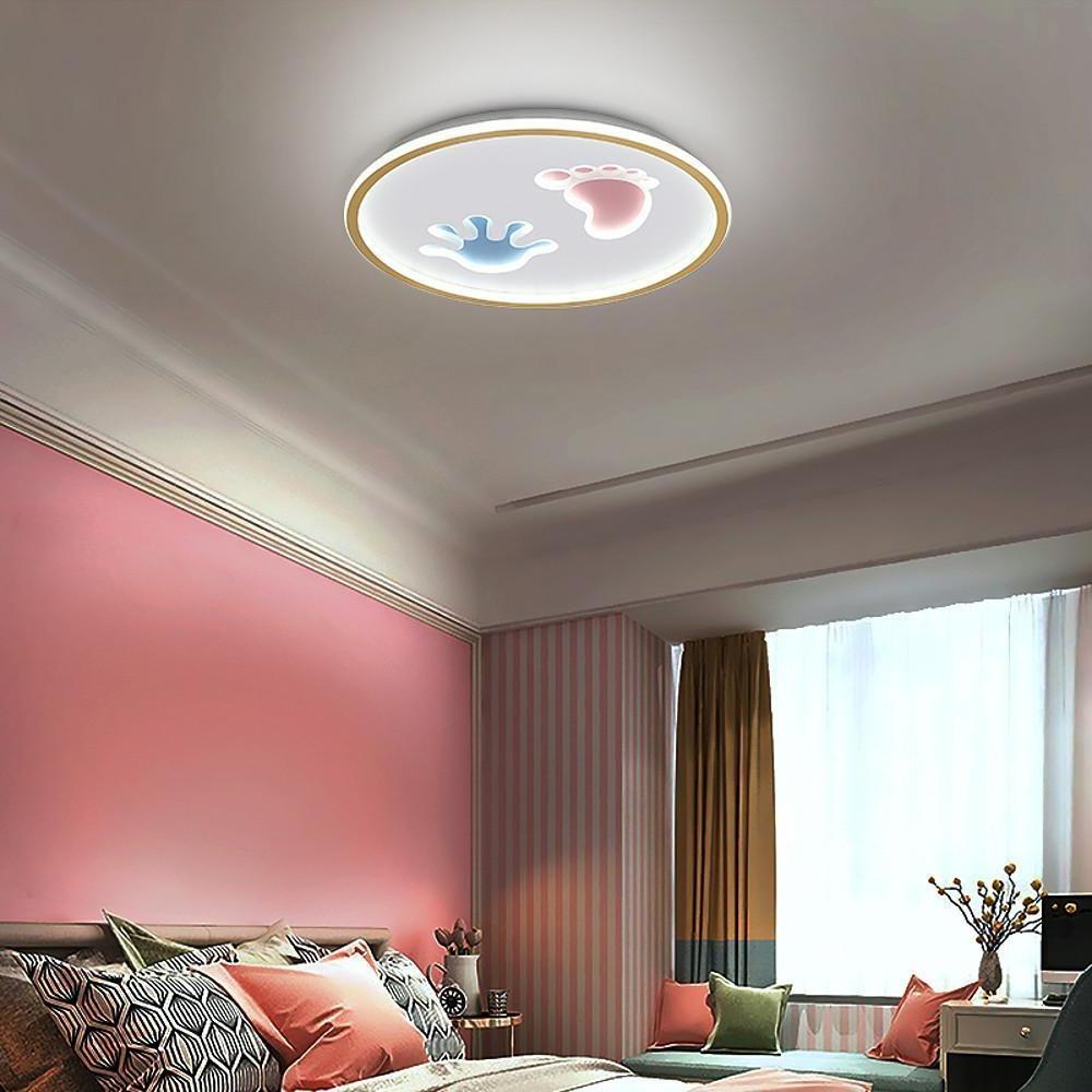 20 Inch Modern LED Kids Room Ceiling Light Hand and Footprint Design Acrylic Flush Mount Fixture