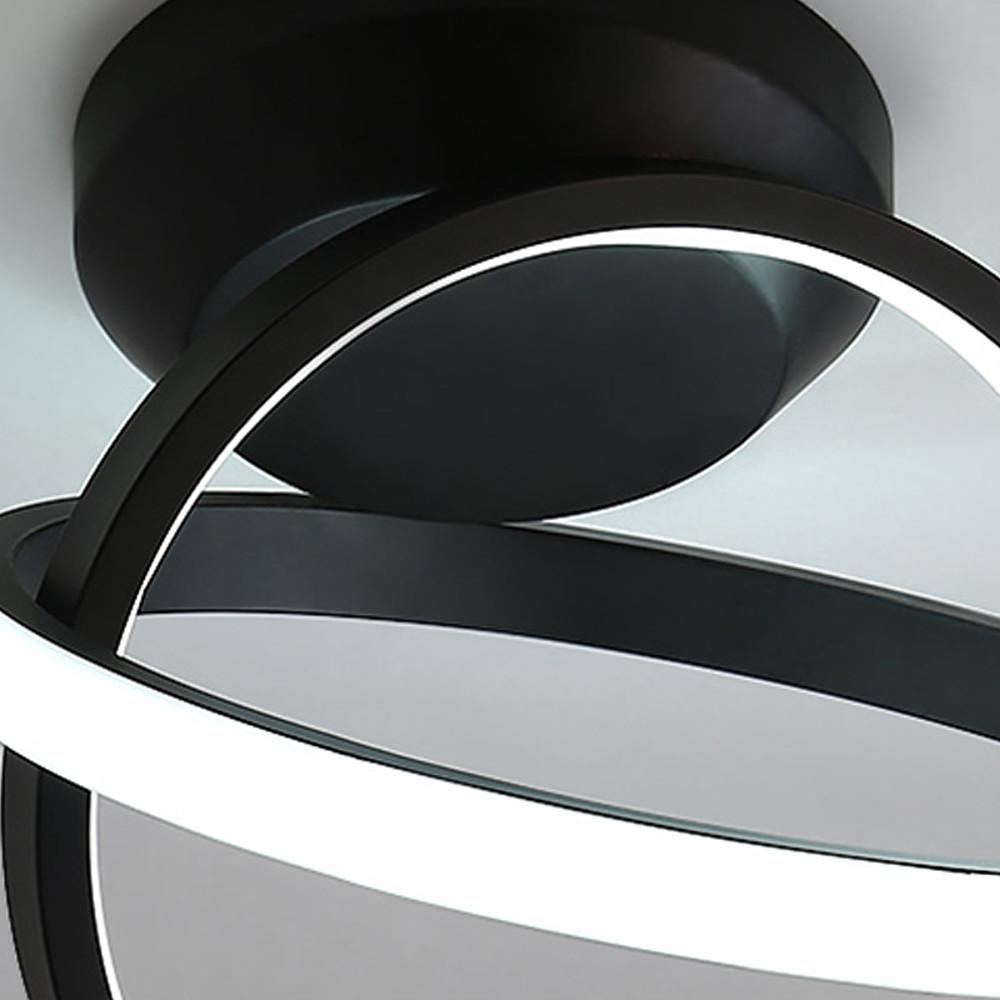 Modern Geometric Interlocking Ring LED Ceiling Light Black Flush Mount Fixture for Bedroom