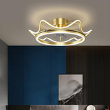 Modern Gold Crown Bladeless Ceiling Fan with LED Light for Bedroom and Living Room