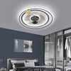 Multi Circle Dimmable LED Flush Mount Ceiling Fan with Lights Modern Low Profile Design for Living Room