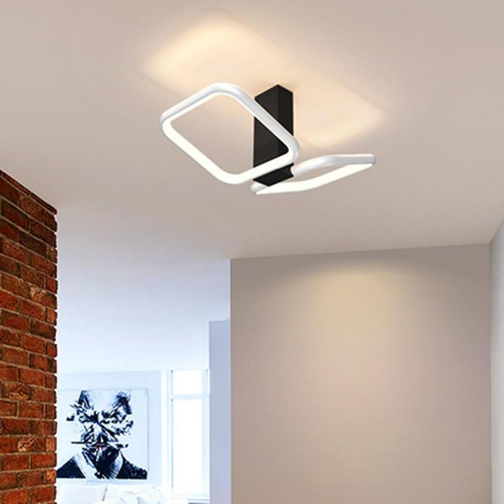 Modern Geometric Square Gold LED Flush Mount Ceiling Lamp for Contemporary Home Interiors