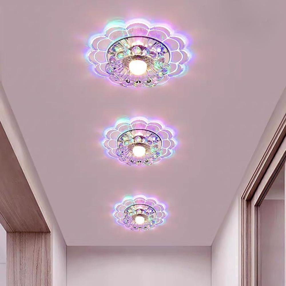 Modern Crystal Flower LED Flush Mount Ceiling Light for Entryway Kids Room and Hallway