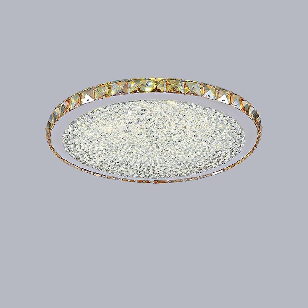 16 Inch Round Crystal LED Flush Mount Ceiling Light Modern Antique Painted Metal Fixture