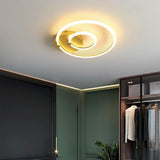 Gold Circular LED Flush Mount Ceiling Light Dimmable Modern Ring Chandelier Fixture